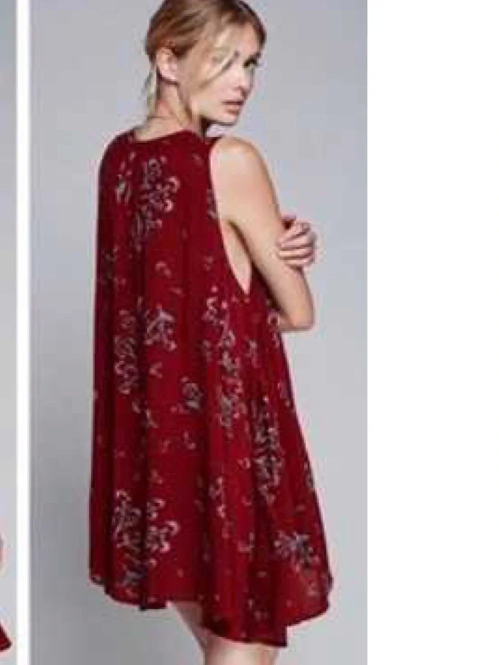 Free People Tree Swing Tunic Dress in Scarlet Combo Size XS EUC Oversize